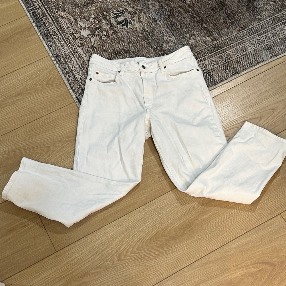 H&M Women's White Straight-Leg Jeans